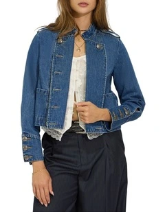 Front Line Military Denim Jacket in Blue Wash