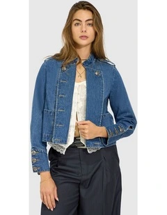 Front Line Military Denim Jacket in Blue Wash