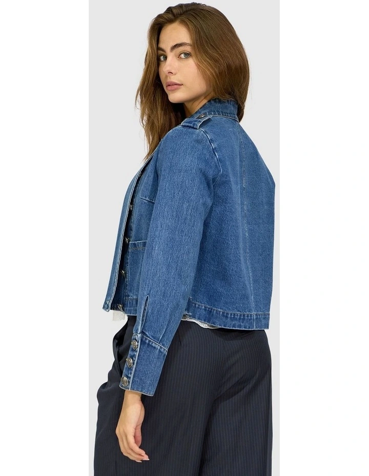 Front Line Military Denim Jacket in Blue Wash image 2