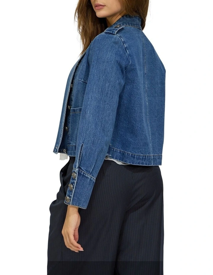 Front Line Military Denim Jacket in Blue Wash image 4