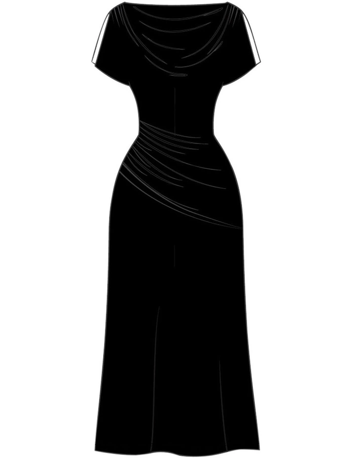 Zari Knee-Length Flutter Sleeve Cowl Neck Shaping Dress image 3