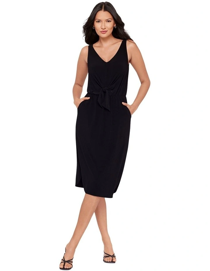 Tali Sleeveless Knot Waist Shaping Dress With Pockets image 5
