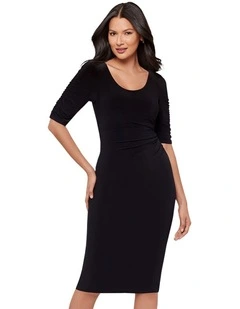 Lumi Ruched Elbow Sleeve Bodycon Shaping Dress