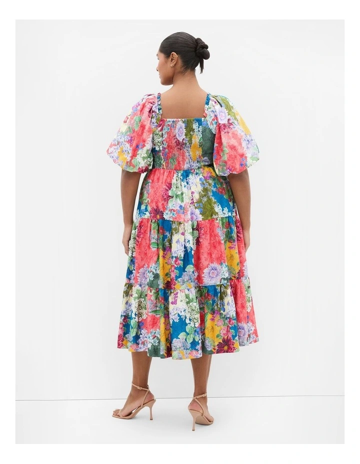 Fantasy Berry Floral Print V Neck Dress in sage image 2