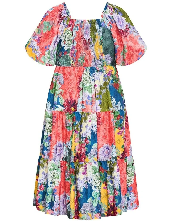 Fantasy Berry Floral Print V Neck Dress in sage image 4