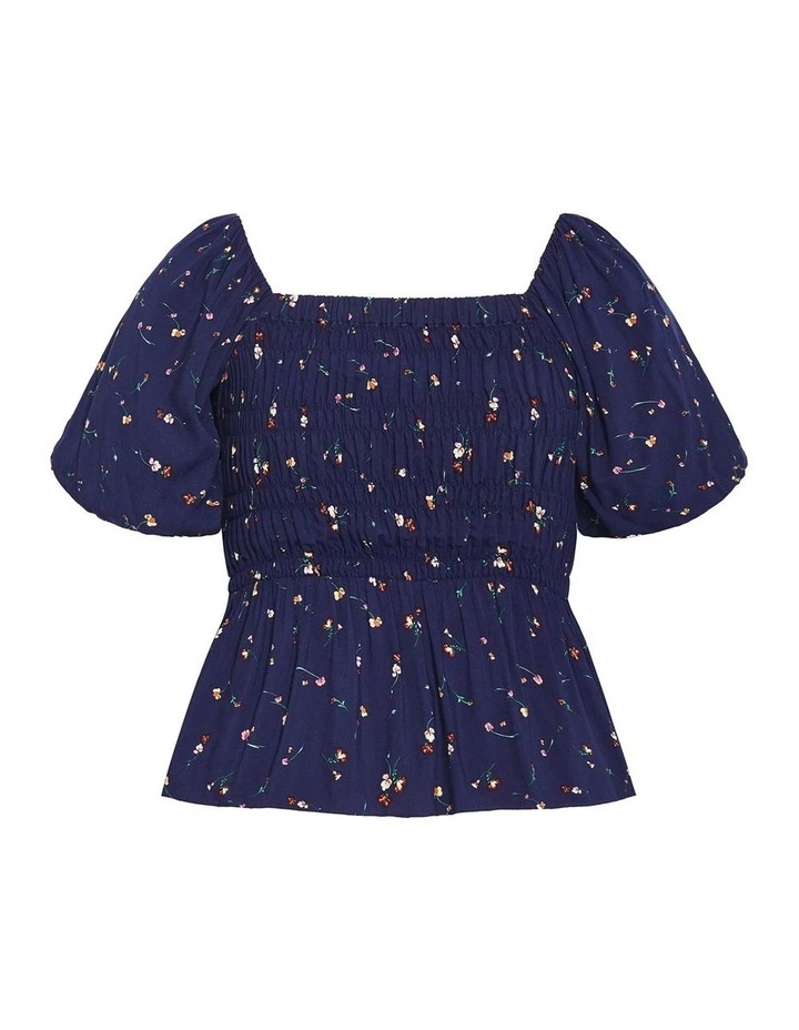 Aire Ditsy Print Top in navy image 3