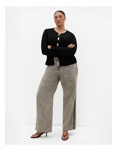 Bella Brooch Rib Top in black