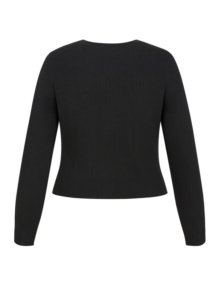 Bella Brooch Rib Top in black image 4