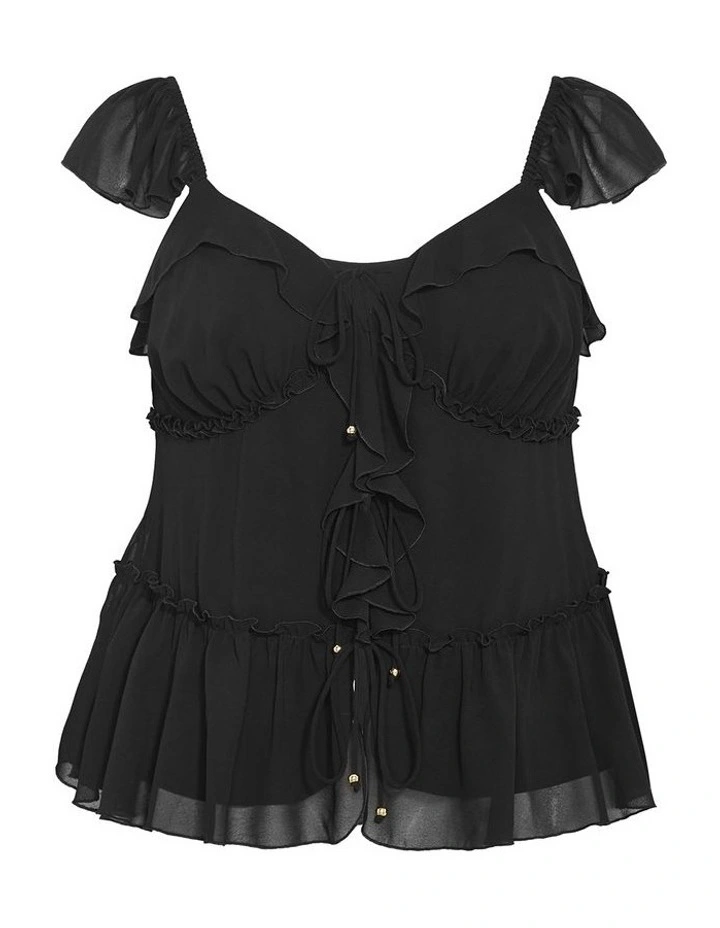 Bryn Frill Tie Top in black image 3