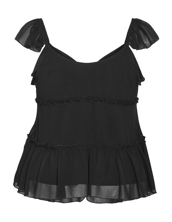 Bryn Frill Tie Top in black image 4