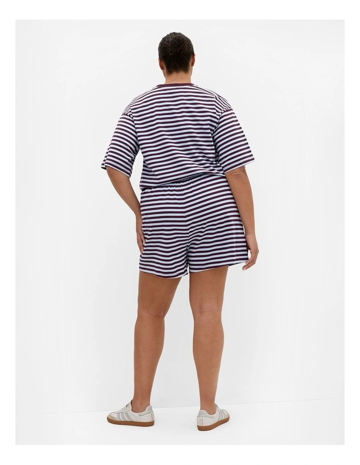 Claire Stripe Cotton Short in sky blue image 2