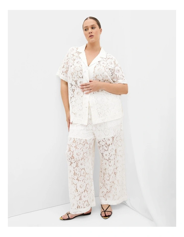 Lani Lace Shirt in ivory image 1