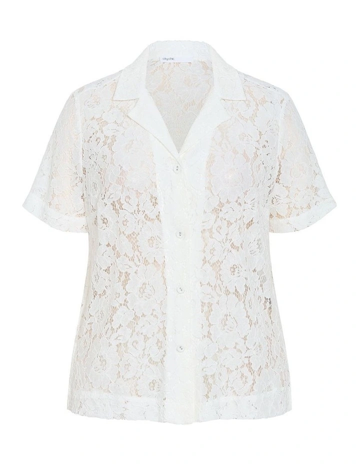 Lani Lace Shirt in ivory image 3