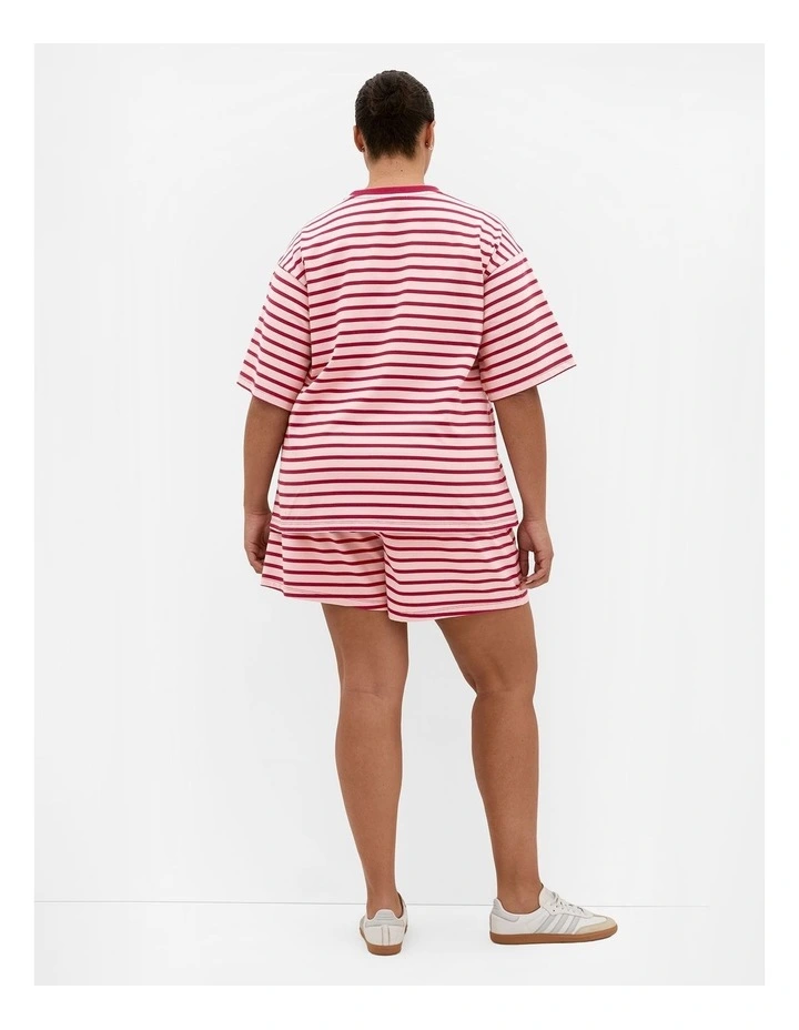 Claire Stripe Cotton Short in blush image 2