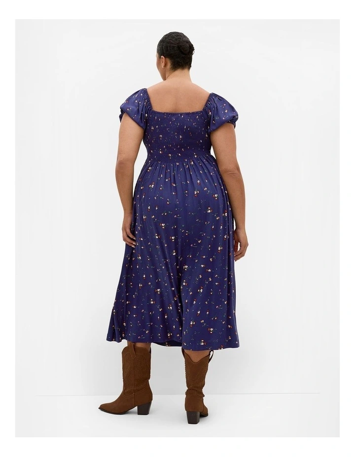 Abbie Short Sleeve Ditsy Print Maxi Dress in navy image 2