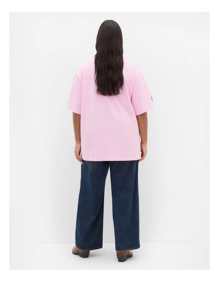 Run Free Oversized Cotton Tee in pink image 2