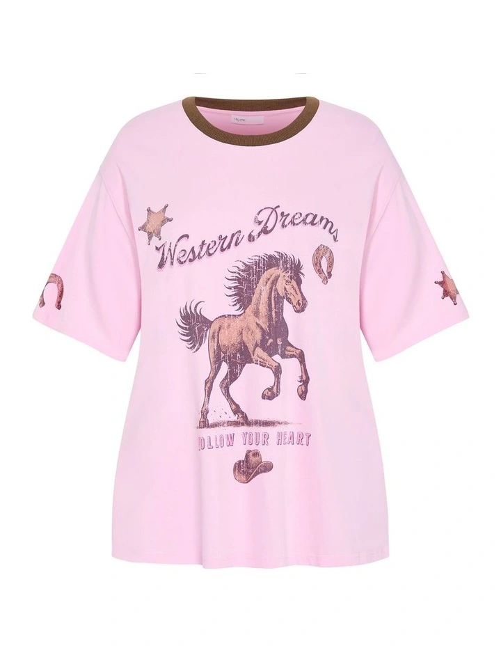 Run Free Oversized Cotton Tee in pink image 3