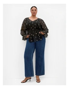 Dela Ditsy Print Top in black