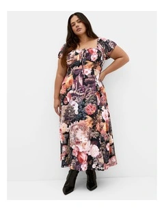 Abbigail Bloom Print Maxi Dress in rose