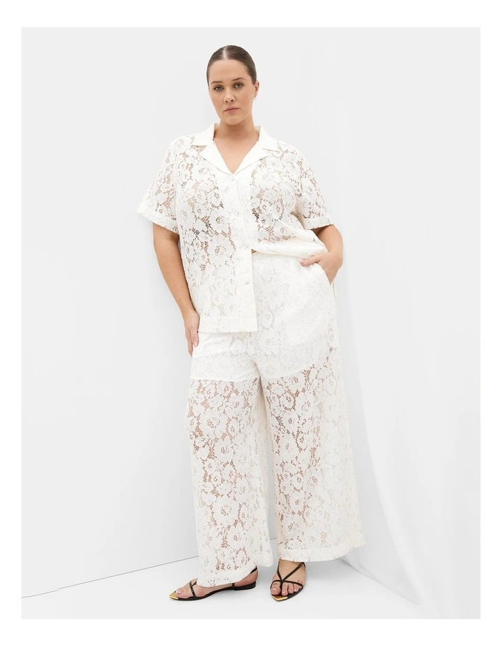 Lani Lace Pant in ivory image 1