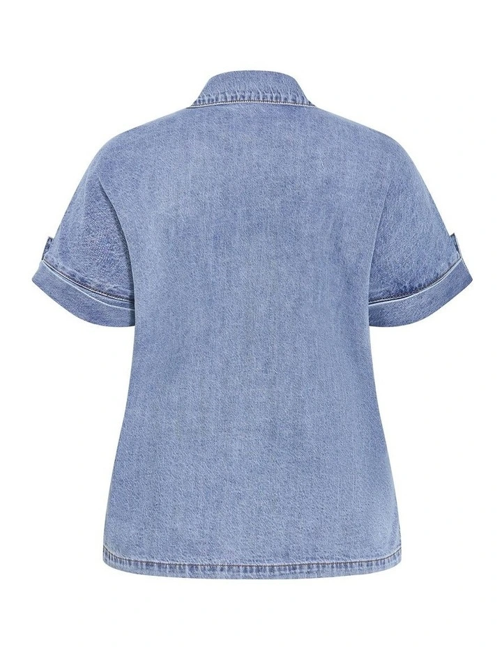 Tilly Cotton Denim Shirt in light wash image 4