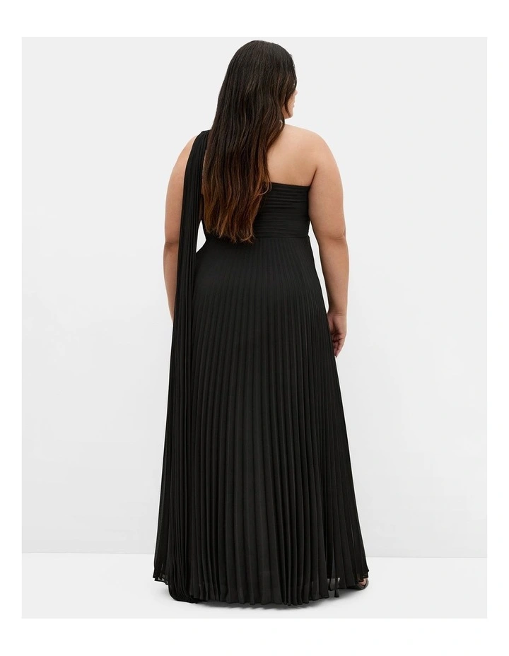 Eloura One Shoulder Pleat Maxi Dress in black image 2