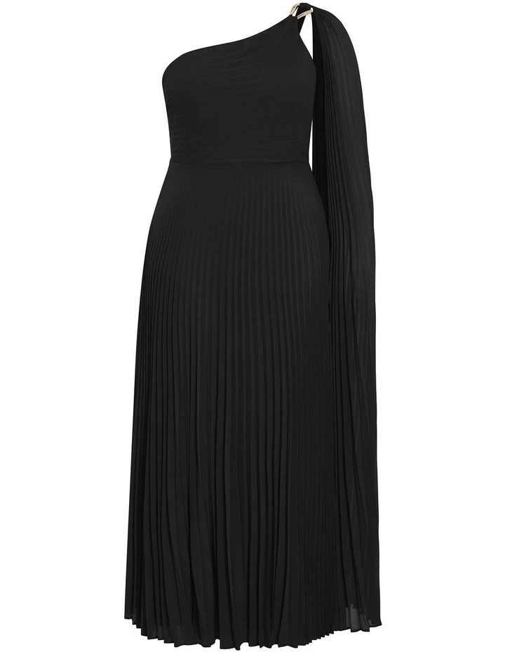 Eloura One Shoulder Pleat Maxi Dress in black image 3