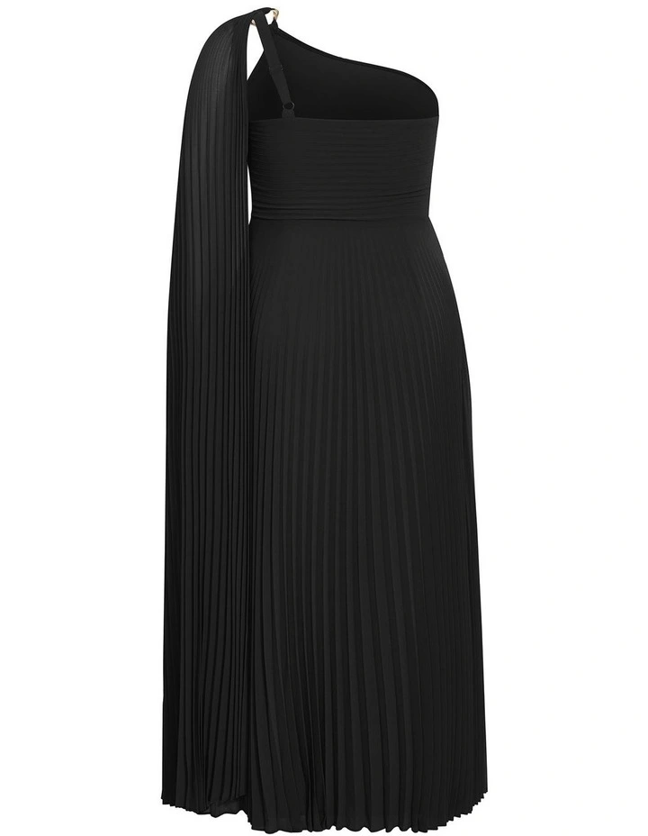 Eloura One Shoulder Pleat Maxi Dress in black image 4