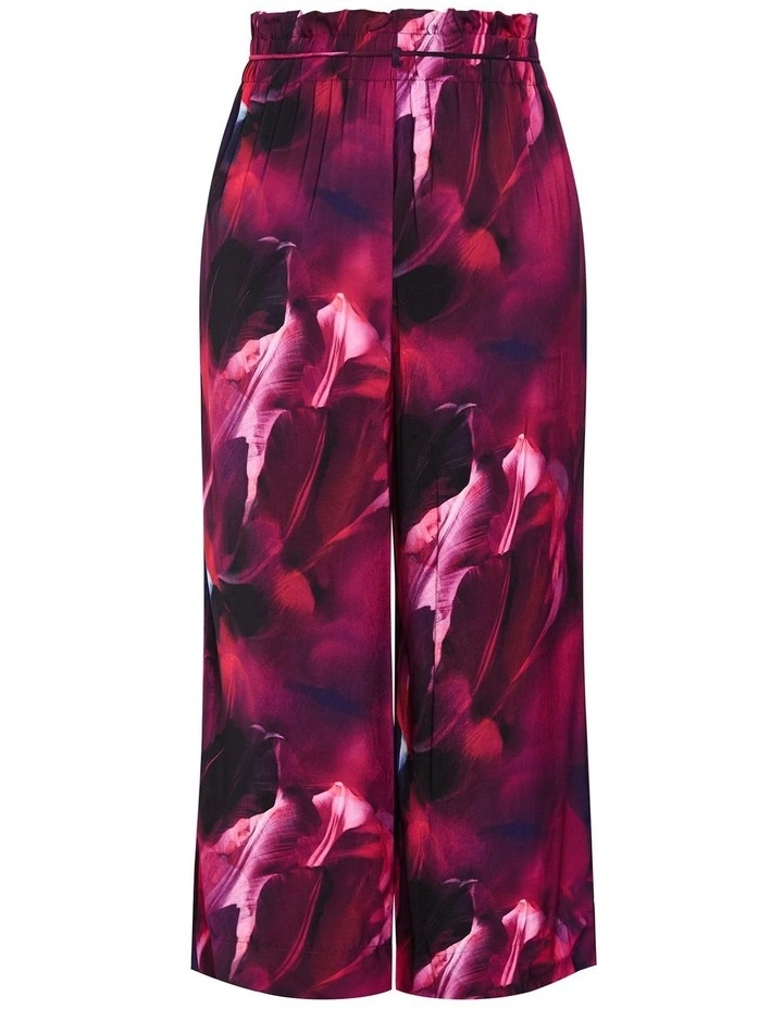 Shania Vivid Print Wide Leg Pant in deep plum image 3
