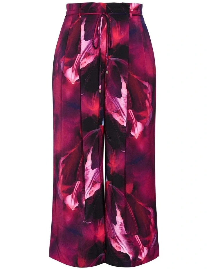 Shania Vivid Print Wide Leg Pant in deep plum image 4