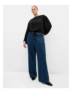 Elise Long Sleeve Hem Detail Top in black