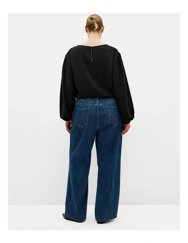 Elise Long Sleeve Hem Detail Top in black image 2