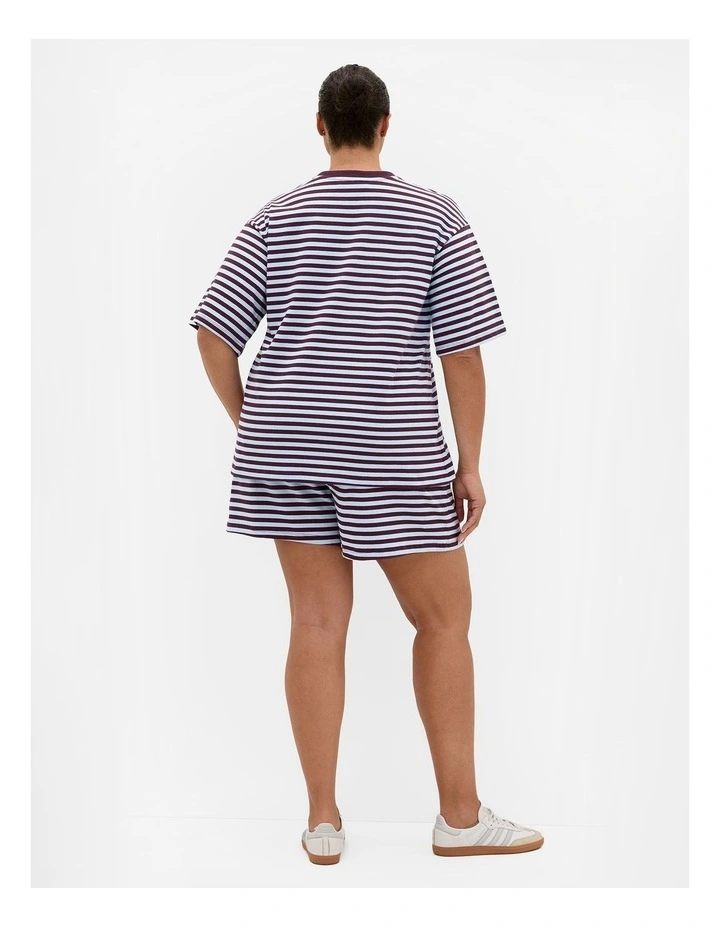 Claire Stripe Cotton Tee in sky blue image 2