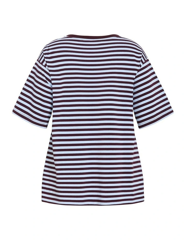 Claire Stripe Cotton Tee in sky blue image 4
