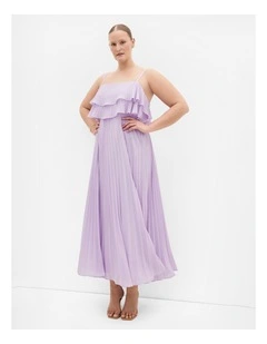 Aida Ruffle Pleat Maxi Dress in soft lilac