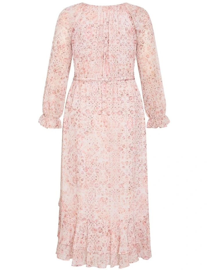 Glam Frill Print Maxi Dress in blush pink image 4