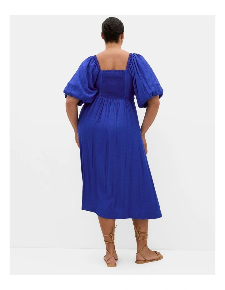 Sheree Puff Sleeve Midi Dress in ocean blue image 2