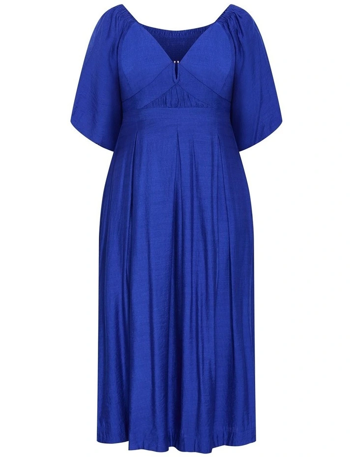 Sheree Puff Sleeve Midi Dress in ocean blue image 3