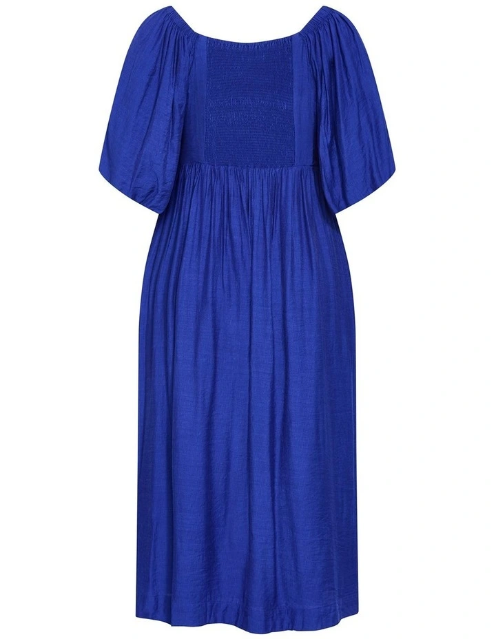 Sheree Puff Sleeve Midi Dress in ocean blue image 4