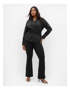 Shirred Waist Shirt in black