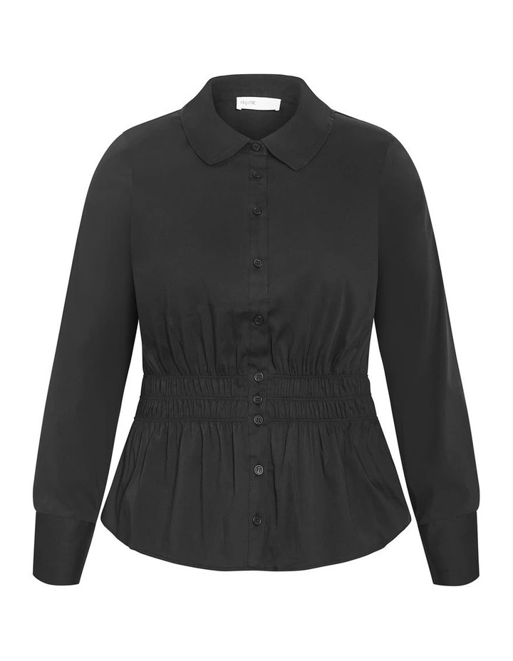 Shirred Waist Shirt in black image 3