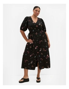 Briella Bouquet Print Dress in black