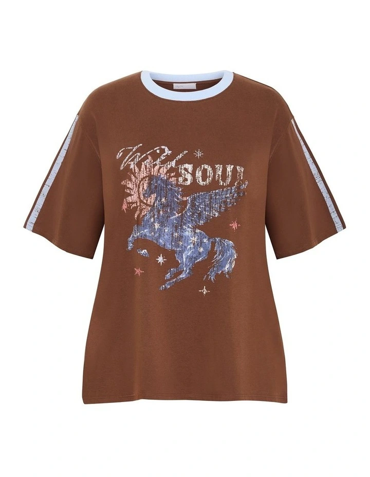 Wild Pegasus Cotton Tee in chocolate image 3