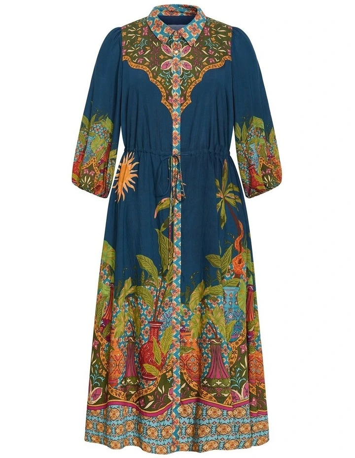 Fools Paradise Print Maxi Dress in alpine navy image 3