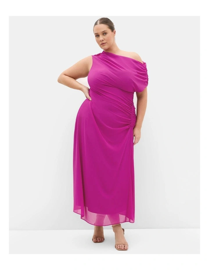 Vivid Colour Maxi Dress in magenta image 1