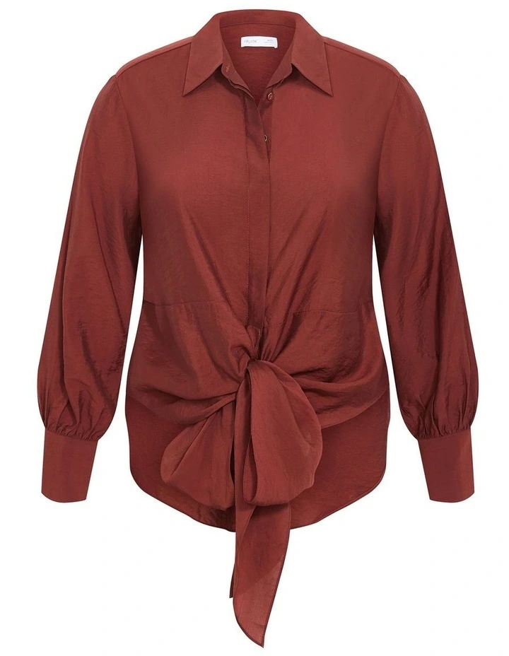 Elena Hem Detail Shirt in clove image 3