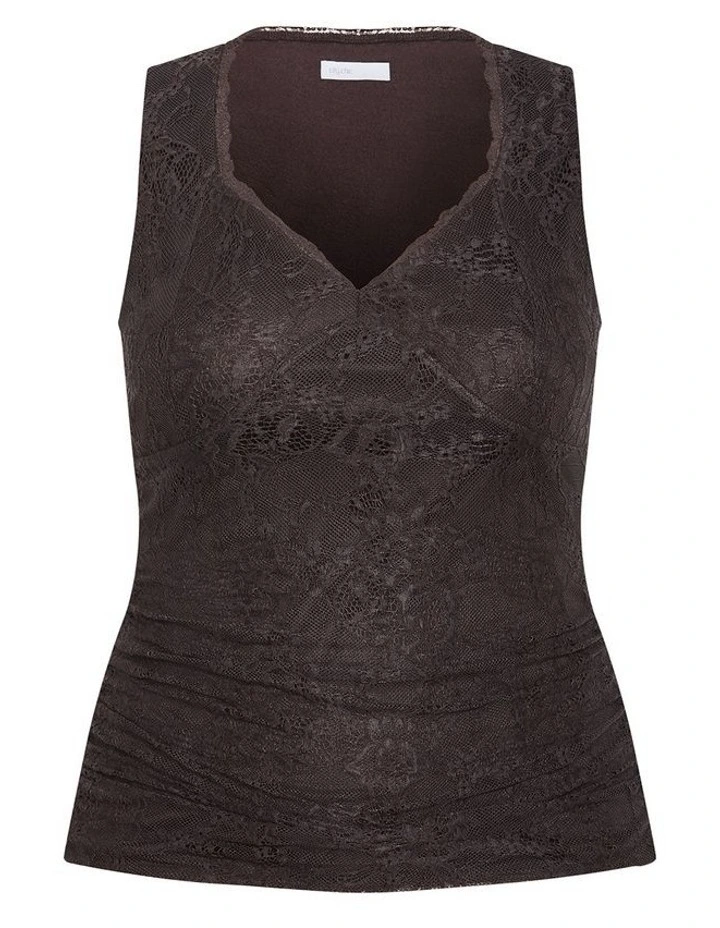 Haze Sleeveless Lace Top in espresso image 3