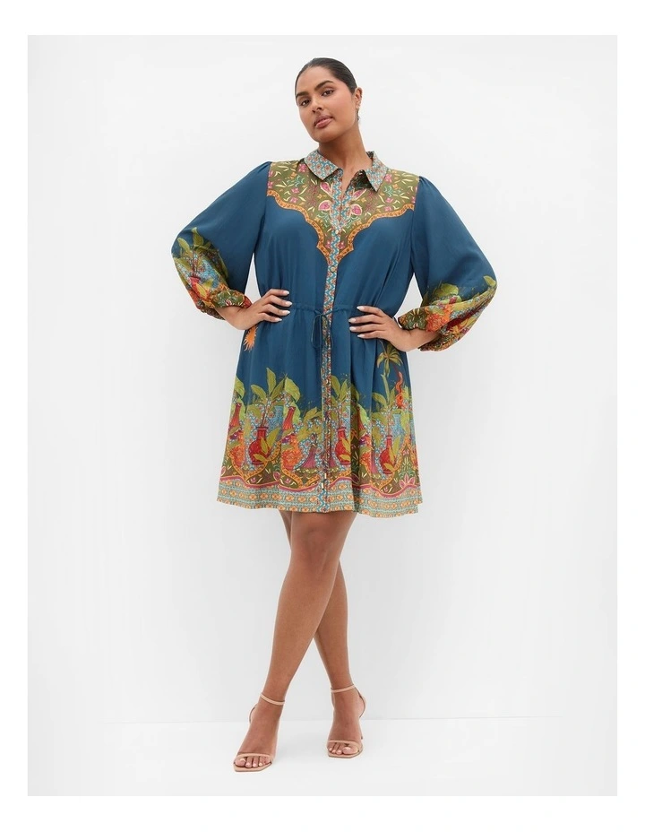 Fools Paradise Print Mini Dress in alpine navy image 1