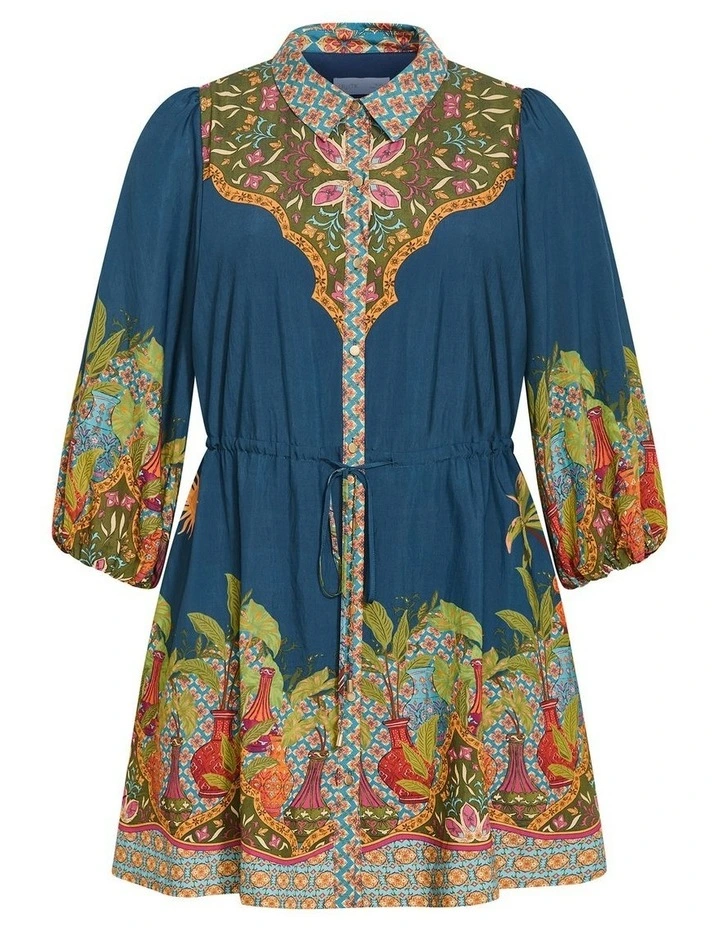 Fools Paradise Print Mini Dress in alpine navy image 3