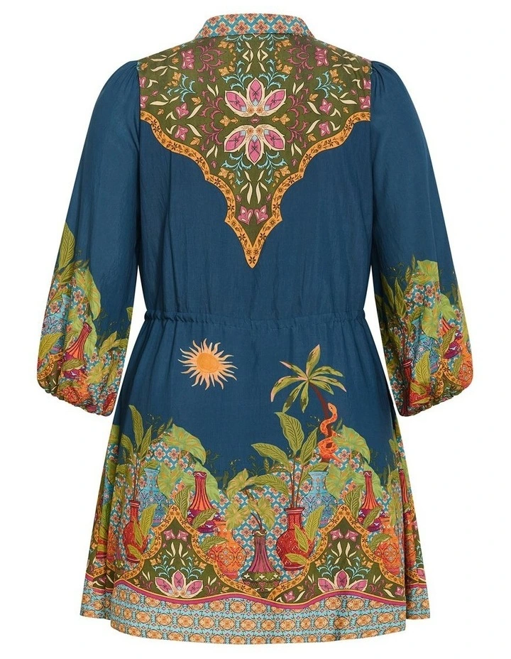 Fools Paradise Print Mini Dress in alpine navy image 4